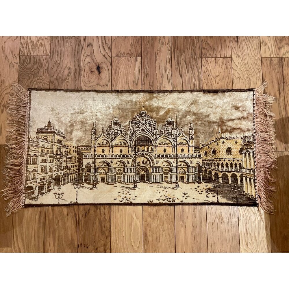 Vintage Italian jacquard woven wall tapestry